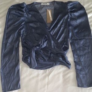 NWT DO+BE Puff Sleeve Wrap Blouse